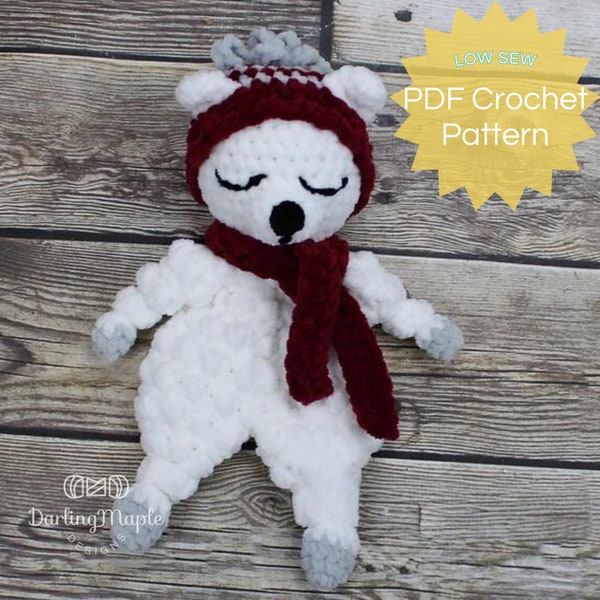 PDF Mini Polar Bear Ragdoll Lovey Crochet Pattern. Arctic Bear Amigurumi. Stuffed Animal Softie Stuffy Dolls. Winter Christmas Gift