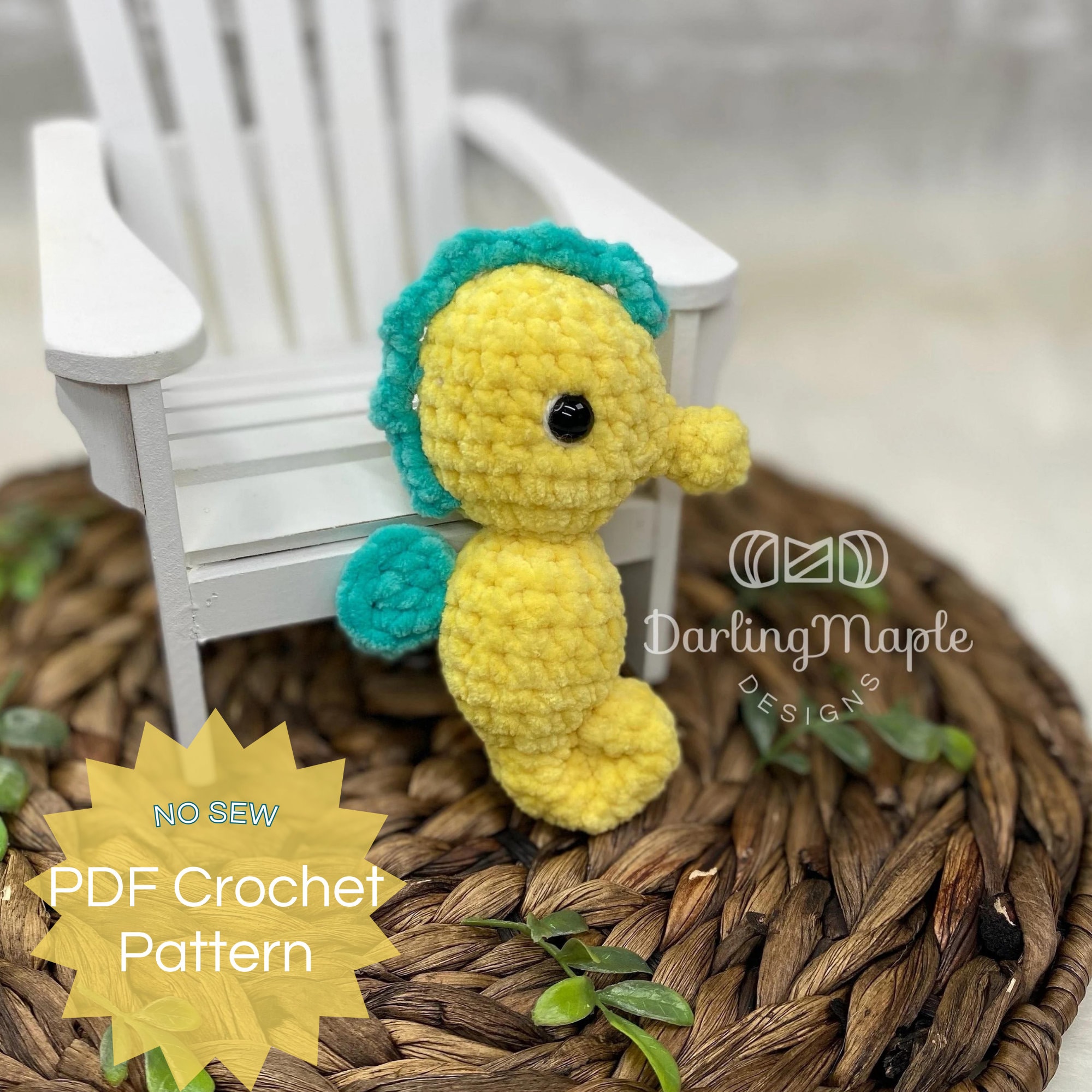 30 Seahorse Crochet Patterns to Make for Ocean-Inspired Gifts, Nursery Decor, and... 19 No-Sew Jelly Bean Seahorse Pattern