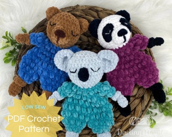 PDF Mini Bear Ragdoll Loveys, Crochet Pattern BUNDLE. 3-in-1 Patterns: Teddy, Koala Panda Amigurumi. Animal Softie Stuffy Dolls