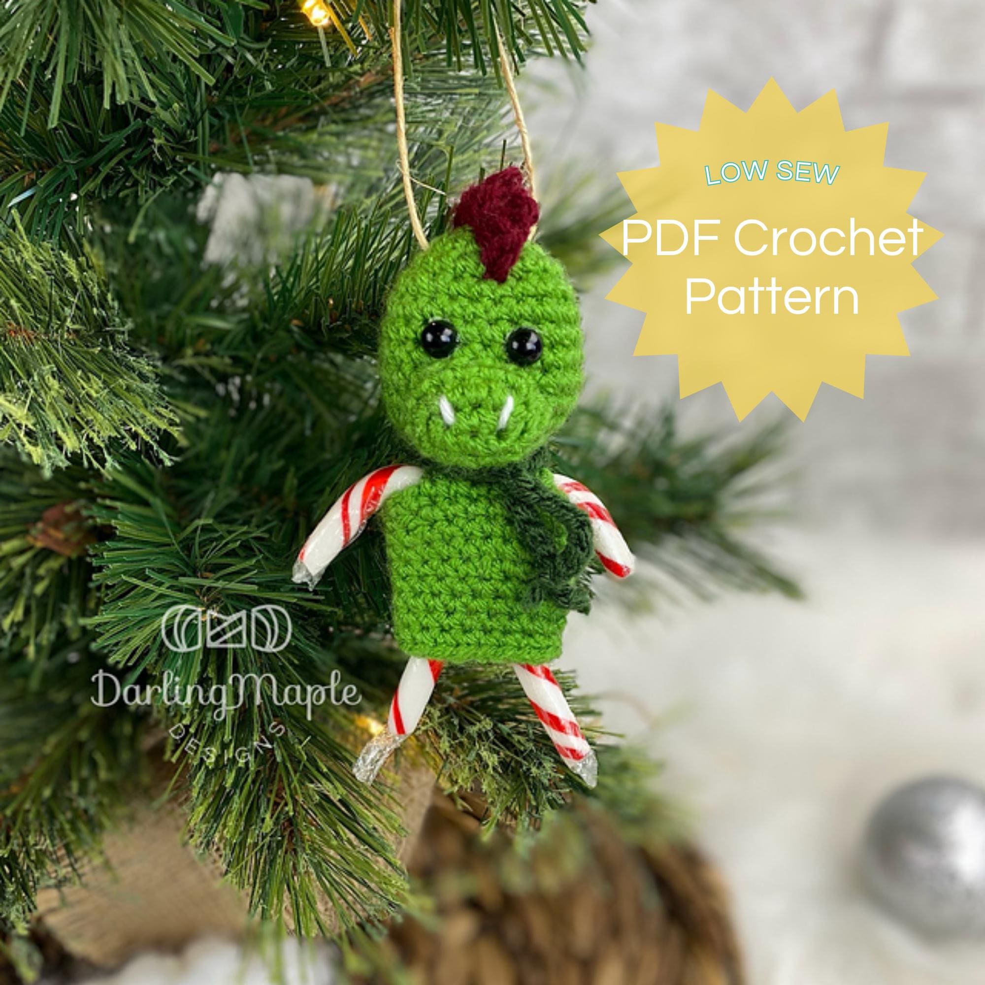 30 Dinosaur Crochet Patterns for Roaring Cute Amigurumi Projects 30 Dinosaur Candy Cane Ornament Crochet Pattern