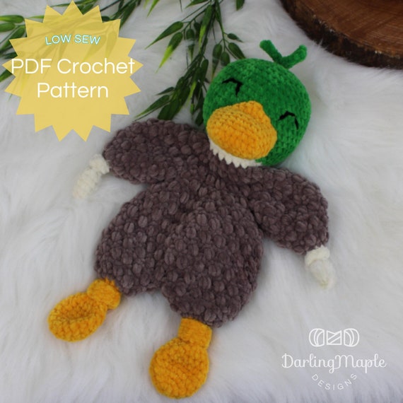 PDF Crochet Duck Pattern. Mallard Duck Ragdoll Lovey. Amigurumi Stuffy. Farm Animal Softie with Video Tutorials