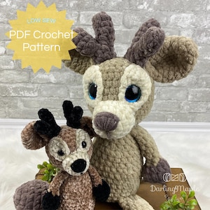 PDF Flip Flop Deer Crochet Pattern. Deer Amigurumi Stuffy. Woodland Animal Plush Softie Doll Pattern for Crochet Baby Gift