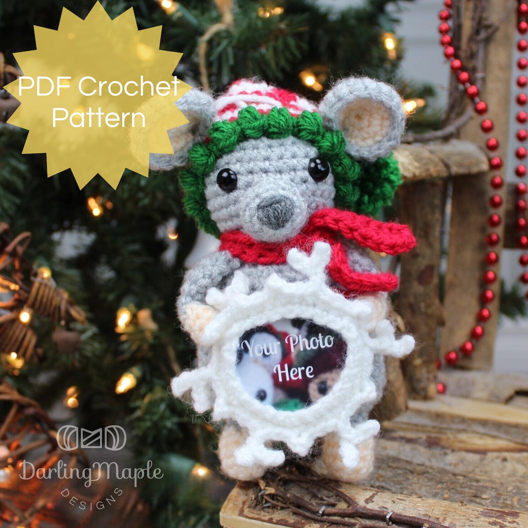 PDF Mouse Crochet Pattern. Mouse Photo Frame Ornament. Cute Picture ...