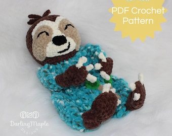 PDF Sloth Crochet Pattern. Forest Animal Ragdoll Lovey. Low-Sew Stuffed Animal Amigurumi Stuffy. Sloth Softie with Video Tutorials
