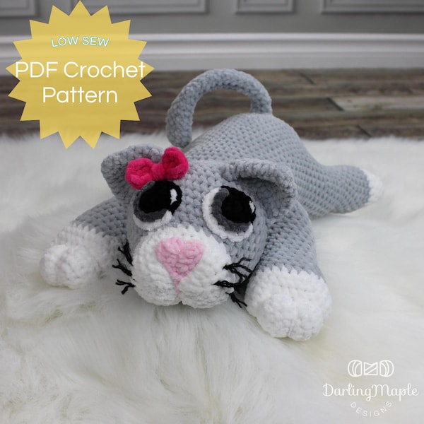 PDF Cat Crochet Doll Pattern. "Kelly" the Kitty Cuddler Amigurumi Softie. Kitten Plush Pattern from Cuddle Buddy Collection