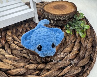 PDF No-Sew Stingray Crochet Pattern. Ocean Squish Amigurumi. Cute Small Ray Plush. Jelly Bean Series Animal Stuffie