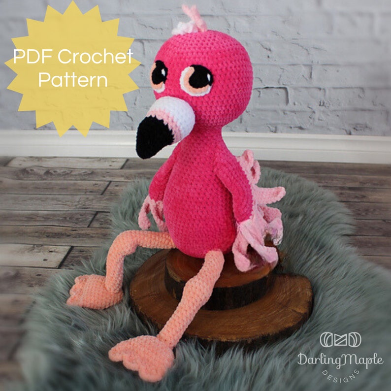 PDF Flamingo Crochet Doll Pattern. "Francesca" Flamingo Amigurumi Softie. Bird Plush Pattern from Cuddle Buddy Collection image 1