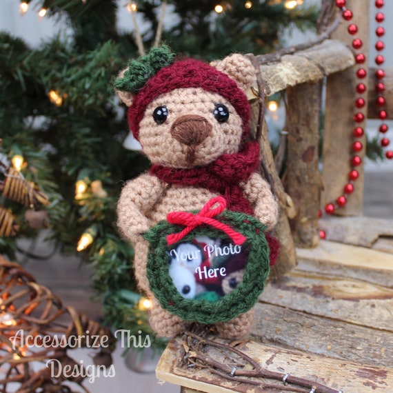 Crochet Pattern: Teddy Bear Photo Frame Ornament, Crochet