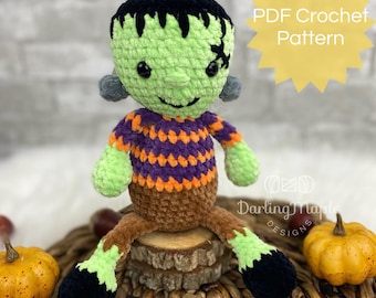 PDF Flip Flop Frankie Crochet Pattern. Monster Amigurumi Stuffy. Frankie Plush Softie Doll Pattern for Halloween Crochet Baby Gift