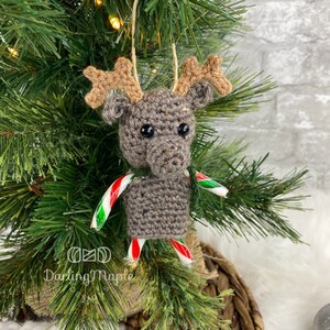 Crochet Pattern - Moose Candy Cane Ornament