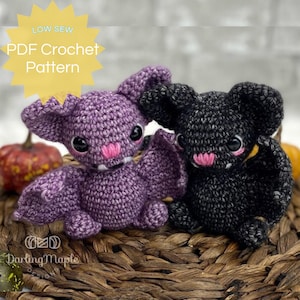 PDF Cute Bat Crochet Pattern. Amigurumi Mini Bat Squishy Doll. Crochet Pocket Pal Pattern. Ami Plushie Stuffy Animal Pattern for Halloween