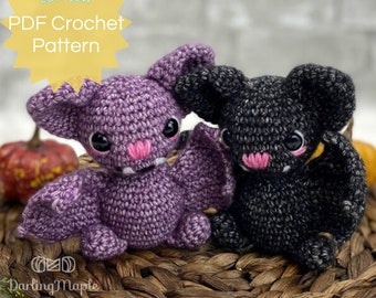 PDF Cute Bat Crochet Pattern. Amigurumi Mini Bat Squishy Doll. Crochet Pocket Pal Pattern. Ami Plushie Stuffy Animal Pattern for Halloween