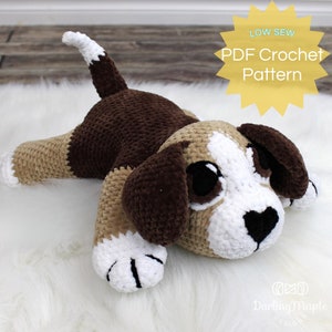 PDF Beagle Dog Crochet Doll Pattern. &quot;Bentley&quot; Puppy Dog Amigurumi Softie. Beagle Stuffy Pattern from Cuddle Buddy Collection