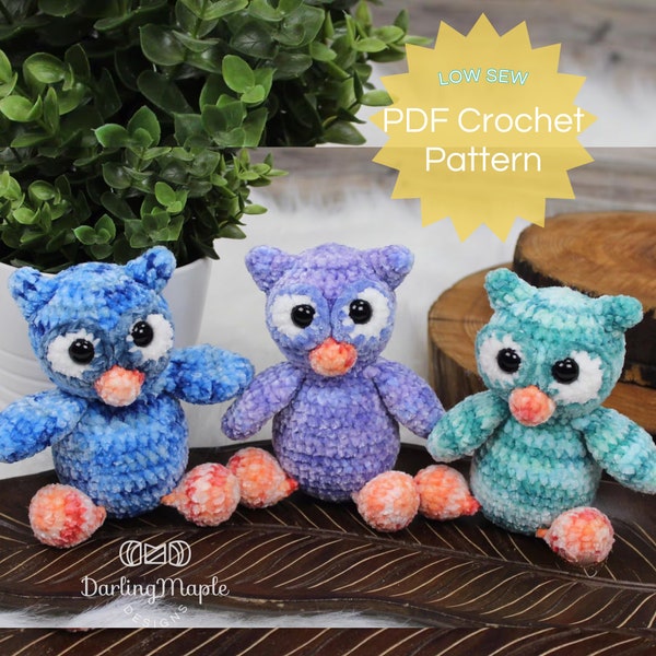 PDF Owl Crochet Pattern. Cute Forest Bird Amigurumi Stuffy. Woodland Softie Animal Crochet Patterns. Pocket Pal Collection