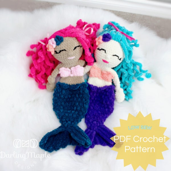 PDF Crochet Mermaid Pattern. Mermaid Ragdoll Lovey. Sea Creature Amigurumi Stuffy. Underwater Softie with Photo Tutorial