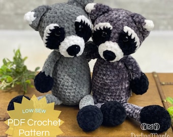 PDF Flip Flop Raccoon Crochet Pattern. Raccoon Amigurumi Stuffy. Woodland Animal Plush Softie Doll Pattern for Crochet Baby Gift