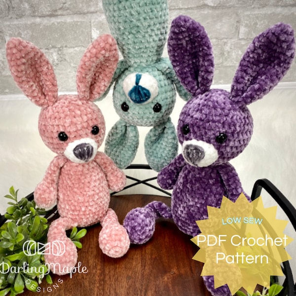 PDF Flip Flop Bunny Crochet Pattern. Easter Rabbit Amigurumi Stuffy. Woodland Animal Plush Softie Doll Pattern for Crochet Child Gift