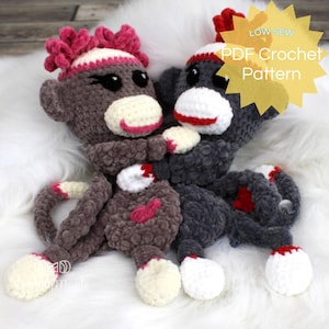 PDF Sock Monkey Crochet Pattern. Ragdoll Lovey. Sock Monkey Amigurumi Stuffy. Jungle Animal Softie. Stuffed Animal Toy