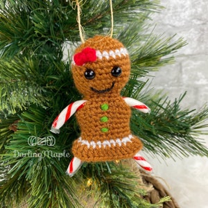 Crochet Pattern - Gingerbread Girl Candy Cane Ornament
