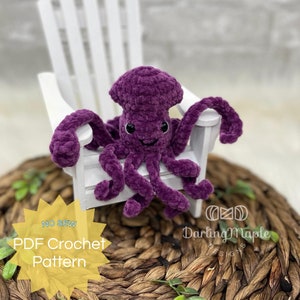 PDF No-Sew Jelly Bean Squid Crochet Pattern. Ocean Seafood Amigurumi. Cute Small CuttleFish Plush. Animal Stuffie.