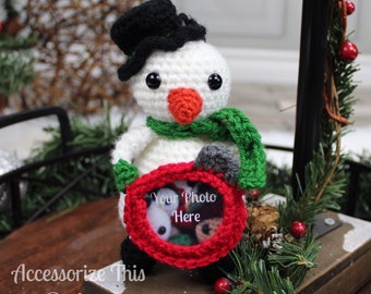 Crochet Pattern: Snowman Photo Frame Ornament/ Decoration/ Amigurumi/ Stuffy/ Softie