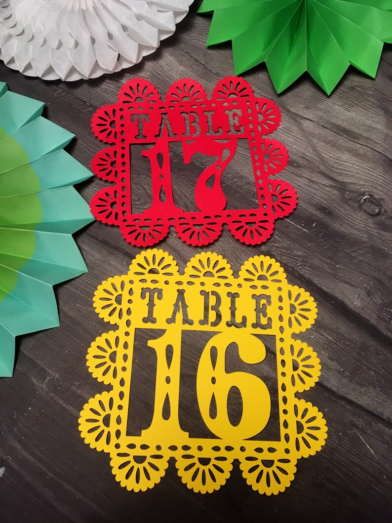 Table Numbers Papel Picado Table Numbers Mexican Table | Etsy