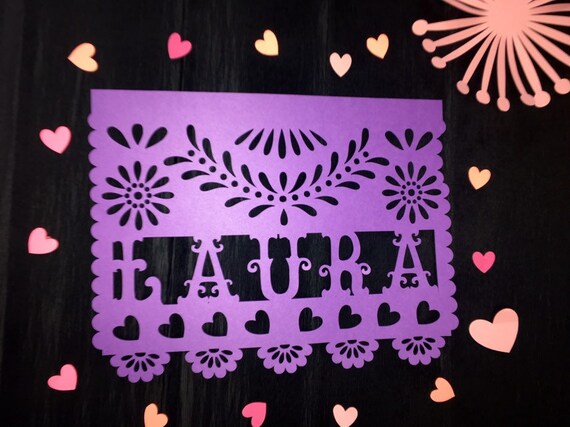 Custom Name Fiesta Papel Picado Banner Mexican Paper Banner Etsy