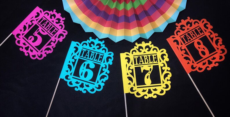 Wedding Table Number Flags fiesta Wedding Banderitas Table | Etsy