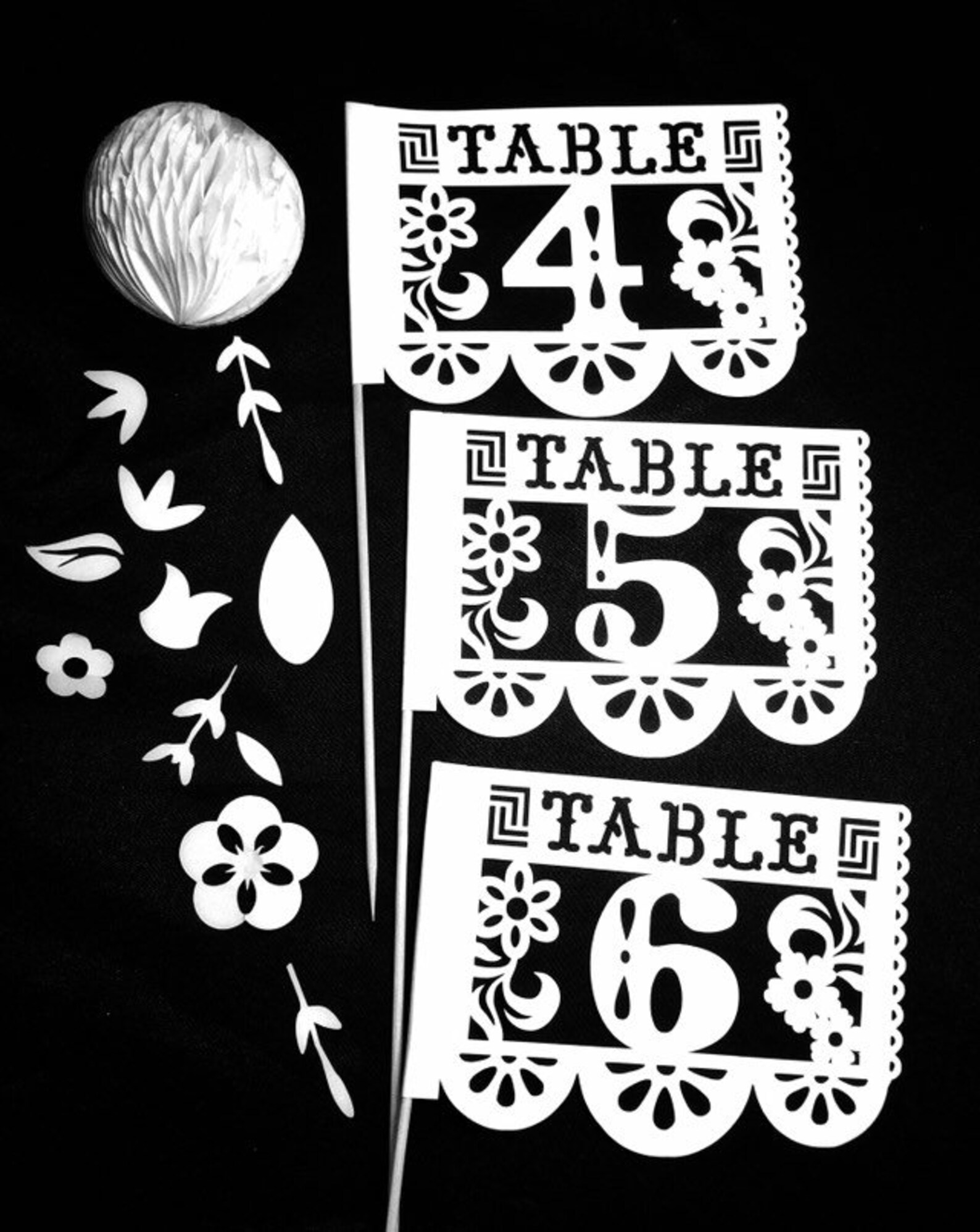 Papel Picado Table Number Flags | Etsy