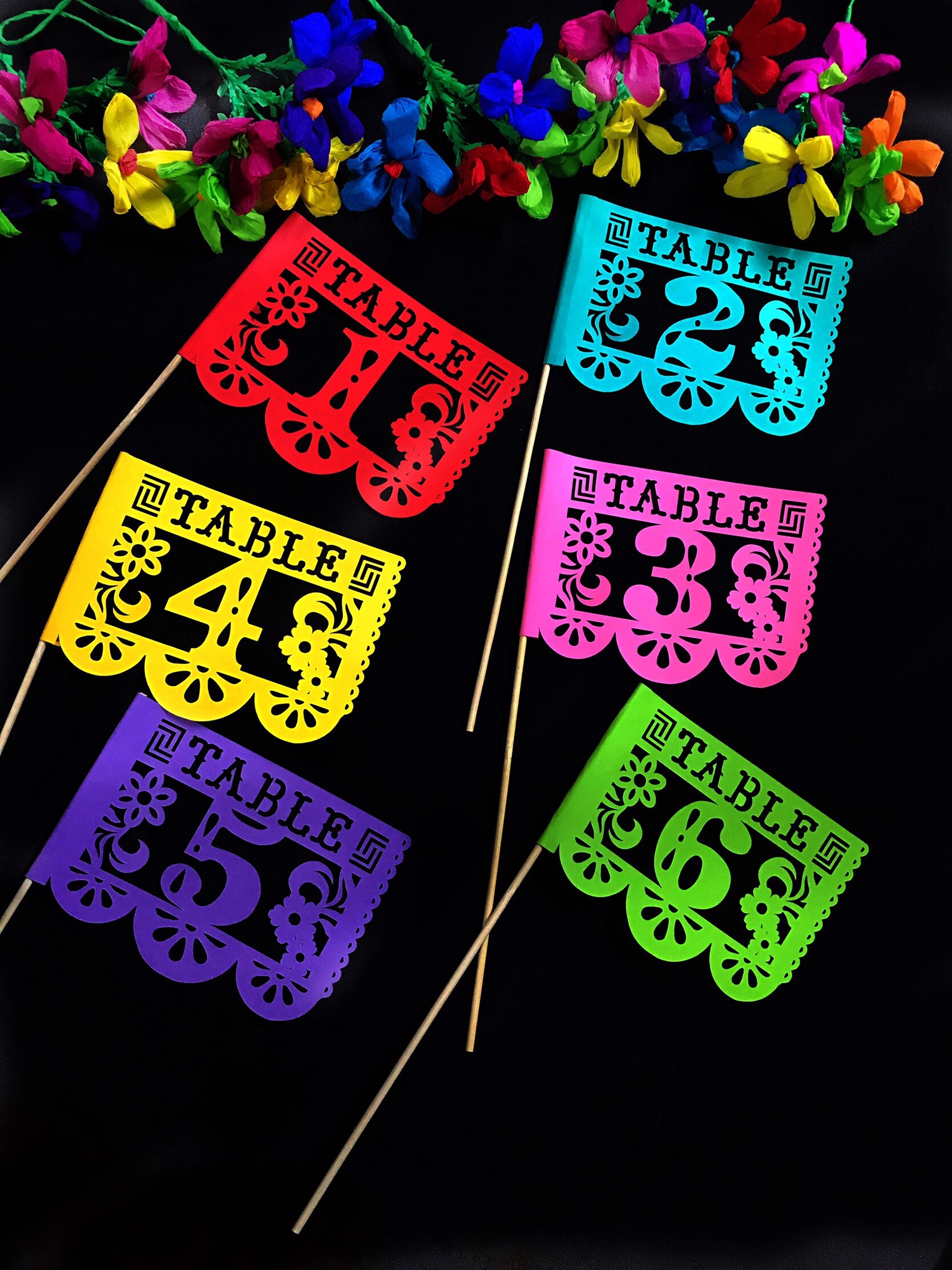 Papel Picado Table Number Flags | Etsy