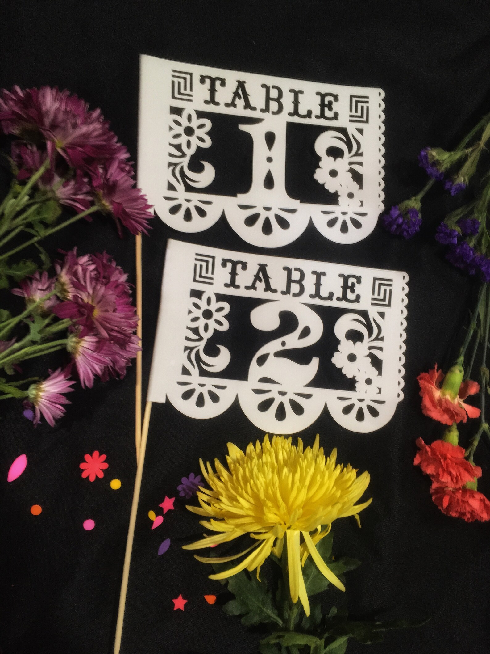 Papel Picado Table Number Flags | Etsy
