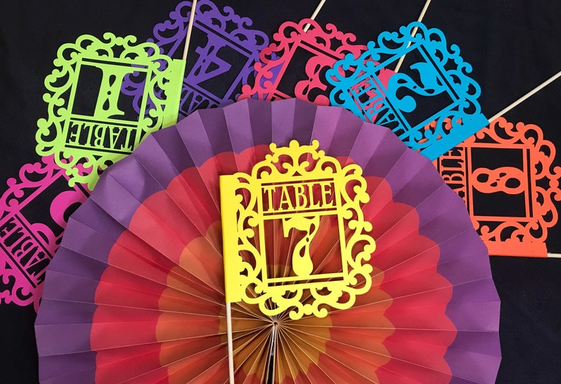 Wedding Table Number Flags fiesta Wedding Banderitas Table | Etsy