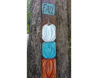 Rustic Fall Pumpkins Porch board