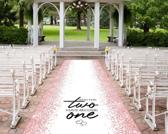 Rose Gold Glitter Wedding Aisle Runner: Custom Monogram