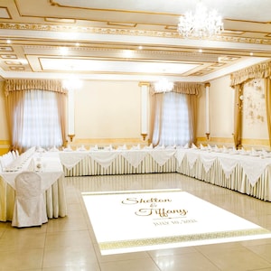 Custom Wedding Dance Floor Decal: Personalized Vinyl, Gold Border
