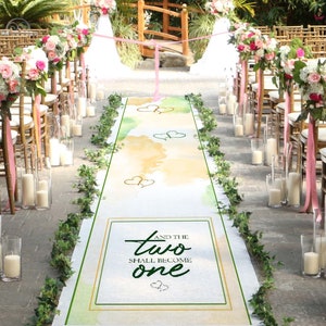 Watercolor Wedding Aisle Runner: Custom Orange & Green Design