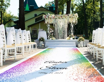 Pride Wedding Aisle Runner, Rainbow Aisle Runner,  Wedding Decor, Gay Pride,  Mr and Mr, Wedding Sign, LGBTQ, Mrs and Mrs,  Rainbow Glitter