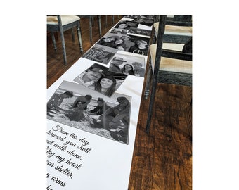 Black and White Picture Collage Aisle Runner, Custom Aisle Runner, Marriage Proposal, Wedding Decor, Engagement Party, Black and White