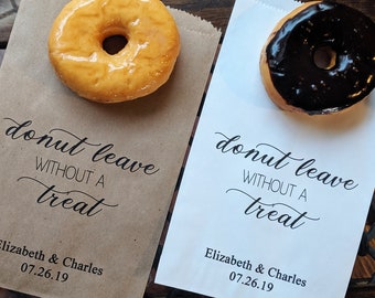 Wedding Donut Bags || Donut Favor Bag, Donut leave without a treat, Wedding Favor Bags, Bags for Donut Wall,  Bags for Wedding Favors