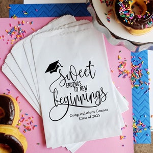 Graduation Party Decor, Sweet Ending, Graduation Favor Bags, Class of 2025, Cookie Bags, High School Graduation Decorations