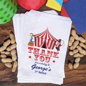 Circus Birthday Favor Bags | Big Top Party Treat Bags | Vintage Circus Party, Circus Party Decorations, Carnival Decor, Snack Bag