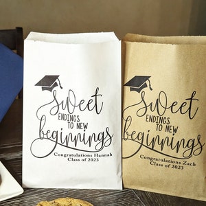 Graduation Party Decor, Sweet Ending, Graduation Favor Bags, Class of 2024, Cookie Bags, High School Graduation Decorations