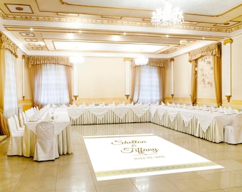 Custom Wedding Dance Floor Decal: Personalized Vinyl, Gold Border