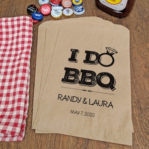 Rustic I Do BBQ Party Favor Bags: Personalized Engagement Decor
