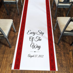 Red & Black Wedding Aisle Runner: Custom Monogrammed Decor