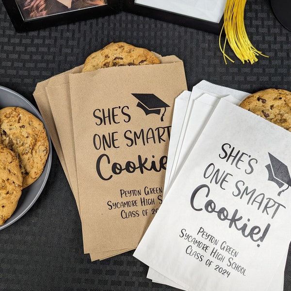 Graduation Party Decor, She's One Smart Cookie, Graduation Favor Bags, Class of 2024, High School Graduation Decorations, College Graduation