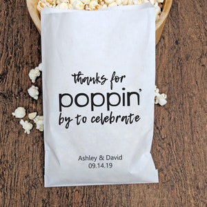 Popcorn Favor Bag || Wedding Favor Bag, Thank you bag, Popcorn Bag for Wedding, Party Favor Bag, Thanks for Poppin by, Custom Favor Bags