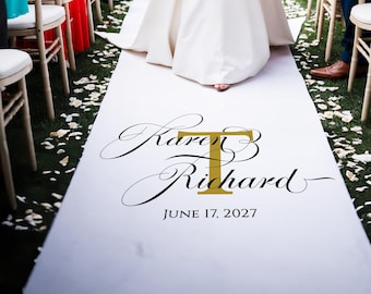 Oversized Monogram Wedding Aisle Runner, Black and White Wedding Decor, Elegant Wedding, Formal Wedding, Wedding Ceremony,  Single 23