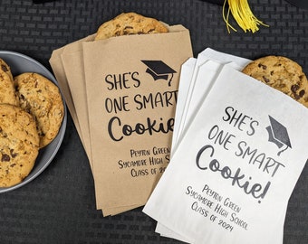 Graduation Party Decor, She's One Smart Cookie, Graduation Favor Bags, Class of 2024, High School Graduation Decorations, College Graduation