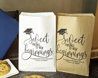 Graduation Party Decor, Sweet Ending, Graduation Favor Bags, Class of 2024, Cookie Bags, High School Graduation Decorations